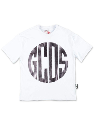 Gcds Kids Metallic Logo Print T-shirt