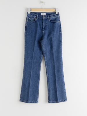 Mid Rise Cropped Kick Flare Jeans