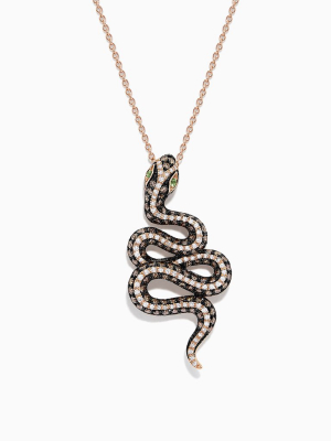 Effy Safari 14k Rose Gold Diamond And Tsavorite Snake Pendant, 1.41 Tcw