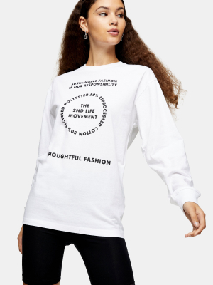 2nd Life Long Sleeve Skater T-shirt In White