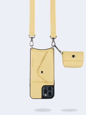 Avery Vegan Airpod Clip-on Pouch  - Butter Yellow/silver