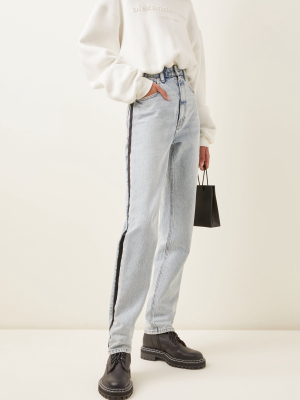 Tuxedo Striped High-rise Straight-leg Jeans