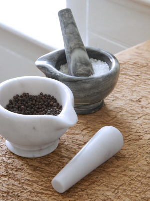 Mini Mortar & Pestle In Grey Marble