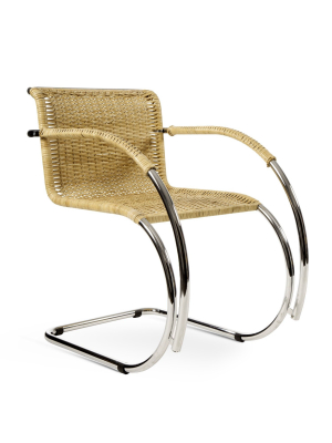 Italian Made Mies Van Der Rohe Hand Made Cane Armchair