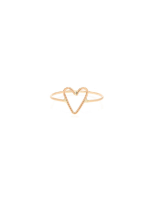 14k Open Heart Ring