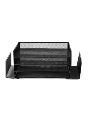 Mind Reader Desktop Organizer Metal Mesh Black