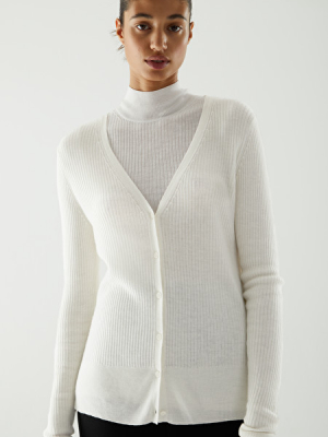 Fine Knit Ribbed Cashmere Cardigan