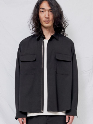 Black Suiting Zip Poet Shirt