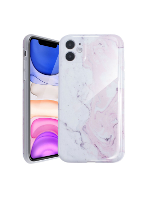 Glossy Marble Case For Iphone 11 6.1 Inch (2019), Soft Flexible Slim Tpu Gel Rubber Smooth Cover, Shockproof And Anti-scratch, Pink Marble By Insten