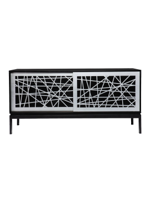 Thall Contemporary Media Cabinet Black/silver - Aiden Lane