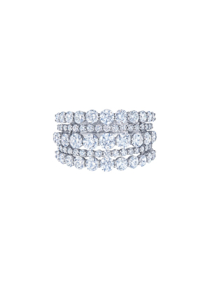 Lyric Five Row Diamond Ring - White Gold