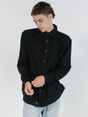 Minimal Thrills Oversized Long Sleeve Shirt - Black