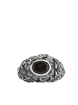 Gem & Foliage Solitary Ring (rn092-agn-onyx)