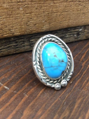 Blue Turquoise W/ Rope Detail Ring | Vintage