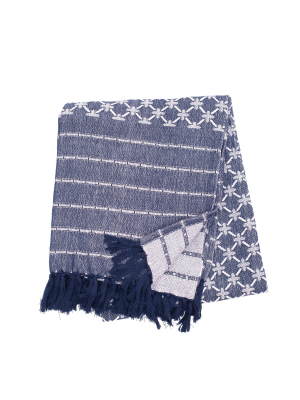 C&f Home Markle Navy Woven Throw