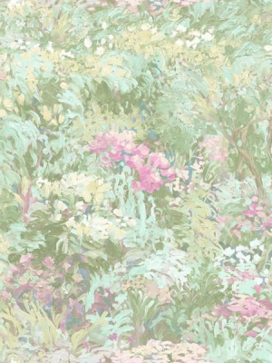 Floral Wallpaper In Pale Green And Pink From The French Impressionist Collection By Seabrook Wallcoverings