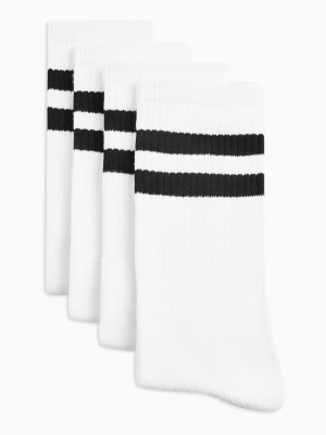 White With Black Stripe Tube Socks Pack