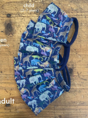 Cotton Mask In Navy Queue For The Zoo Liberty London Print