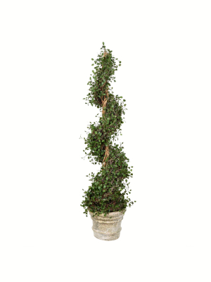 Vickerman Artificial Potted Green Angel Vine Spiral Tree.