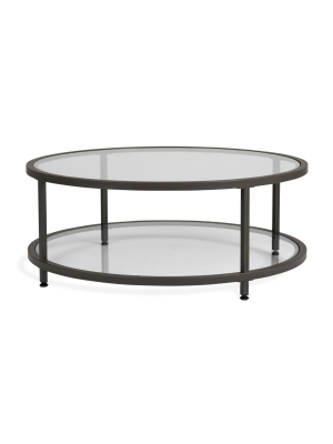 38" Camber Modern Glass Round Coffee Table - Studio Designs