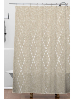 Little Arrow Design Co Geometric Boho Diamonds Shower Curtain Brown - Deny Designs