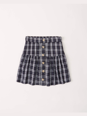 High Rise Plaid Skirt