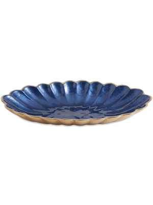 Julia Knight Peony 16" Oval Bowl In Gold Sapphire