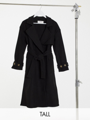 4th + Reckless Tall Belted Trench Coat In Black