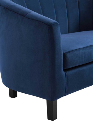 Paloma Channel Tufted Velvet Armchair Navy