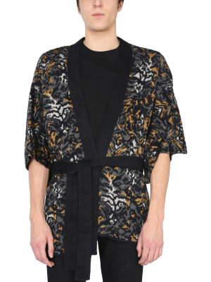 Saint Laurent Tiger Jacquard Knit Kimono Jacket