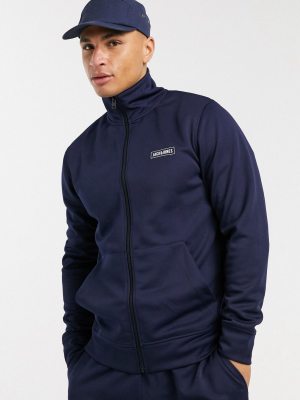 Jack & Jones Core Zip Through High Neck Jacket And Slim Sweatpants Tracksuit In Navy