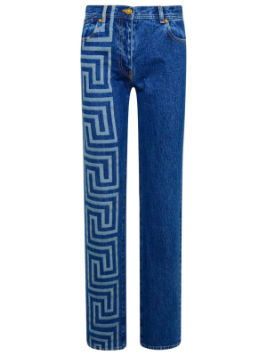 Versace Greca Printed Straight Leg Jeans