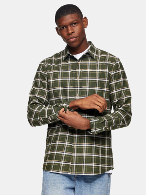 Khaki Check Slim Shirt