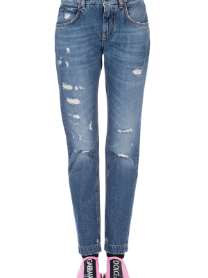 Dolce & Gabbana Embellished Distressed Jeans