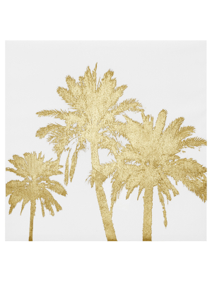 20" Square Palms Foil Embellished Canvas Gold