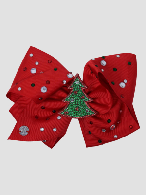 Girls' Jojo Siwa Christmas Tree Bow Hair Clip - Red