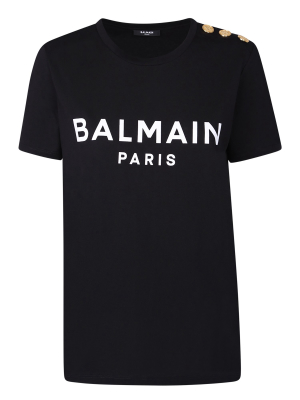 Balmain Logo Printed Button Detail T-shirt