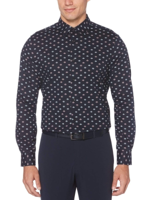 Butterfly Print Stretch Shirt