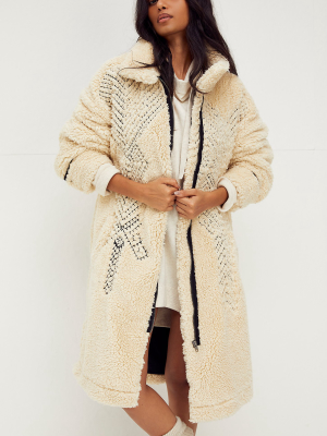 Avery Embroidered Teddy Coat