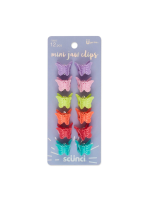 Scunci Butterfly Bright Colors Mini Jaw Clips - 12ct