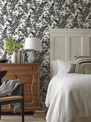 Forest Fern Flock Wallpaper In Black From Magnolia Home Vol. 2 By Joanna Gaines