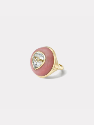 Lollipop Ring - Aquamarine & Pink Opal