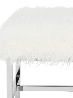 Hollingsworth Faux Sheepskin Square Bench White