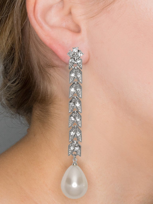 Silver And Crystal Cultura Pearl Clip Earrings