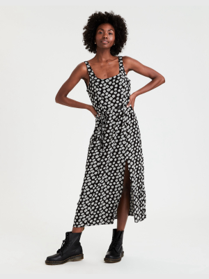 Printed Scoop Neck Midi Dress