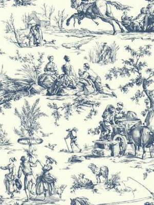 Seasons Toile Wallpaper In Blue By Ashford House For York Wallcoverings