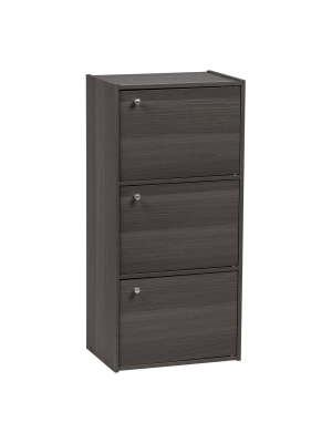 Iris 3 Door Wood Storage Shelf Gray