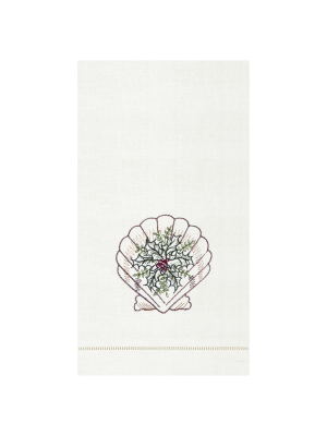 C&f Home Shell With Holly Hemstitch Guest Towel