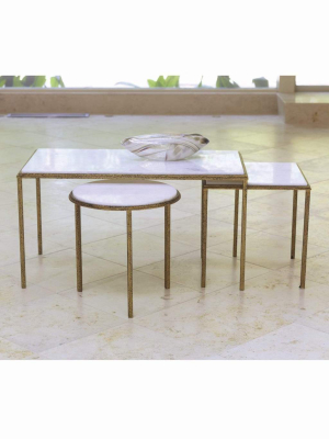 Global Views Hammered Gold Square Table