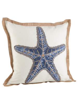 20"x20" Star Fish Print Cotton Throw Pillow Navy - Saro Lifestyle